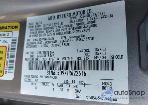 2018 Lincoln Mkz Select from USA, damaged, VIN 3LN6L5D97JR622616